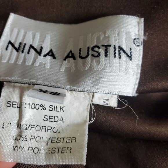 Vintage Y2k Silk Nina Austin Brown Handkerchief Hem Fairycore Boho Dress - XS - Picture 2 of 11